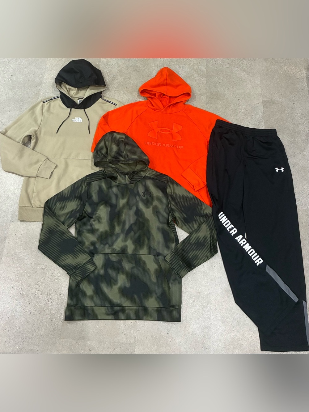 Boys UNDER ARMOUR/NORTH FACE Hoodie Sweatshirts & Sweatpants Lot, sz XL